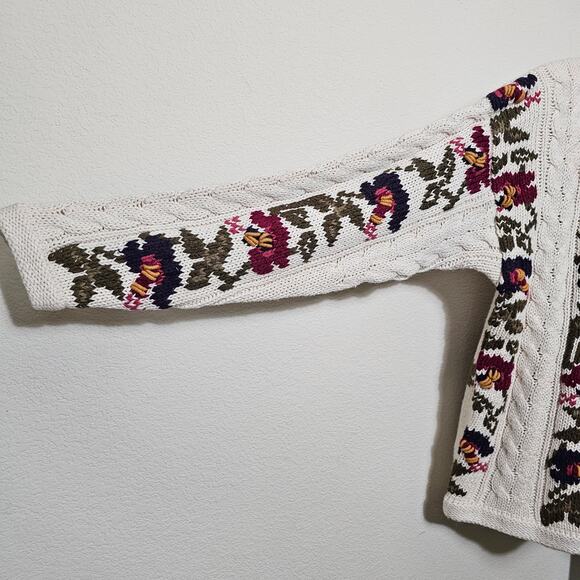 VTG NINON DE LENCLOS NWT Floral Bird Print Embroidered Cottagecore Cardigan Sz M - Picture 8 of 16